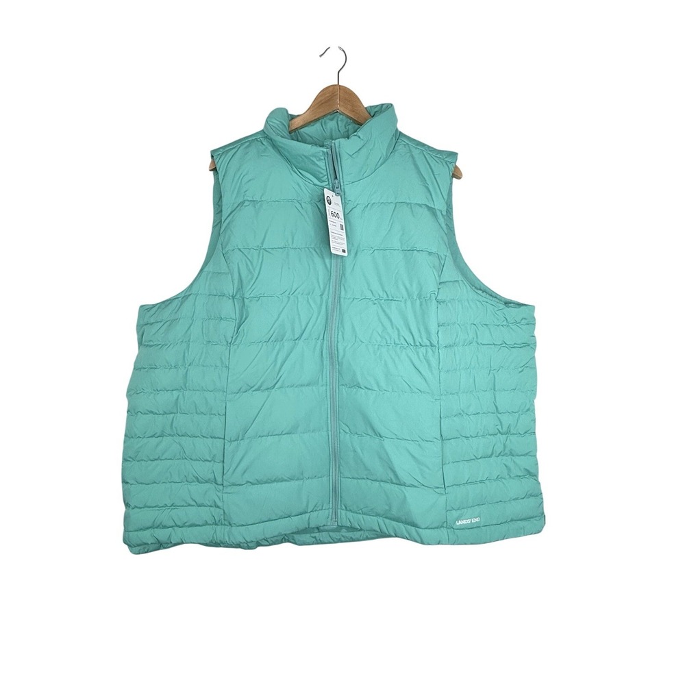 Lands End Quilted 600 Down Filled Turquoise Puffer Vest Women's 3X NWT